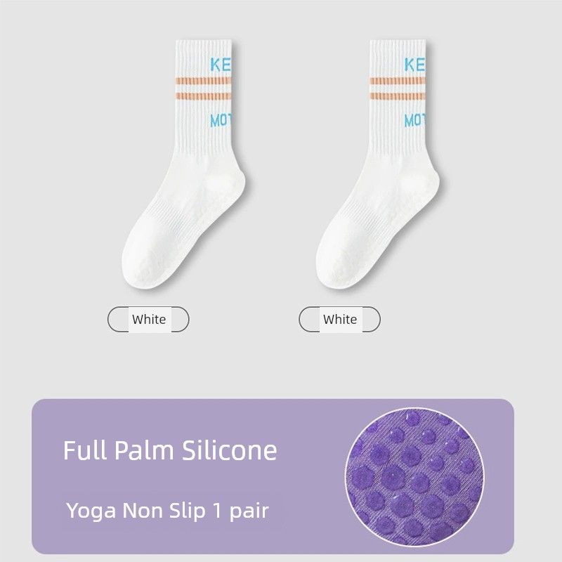 

Yoga Socks Non-Slip Professional Women Tube Indoor Sports Fitness Non-Slip Socks Room Socks Adult Pilates Socks White