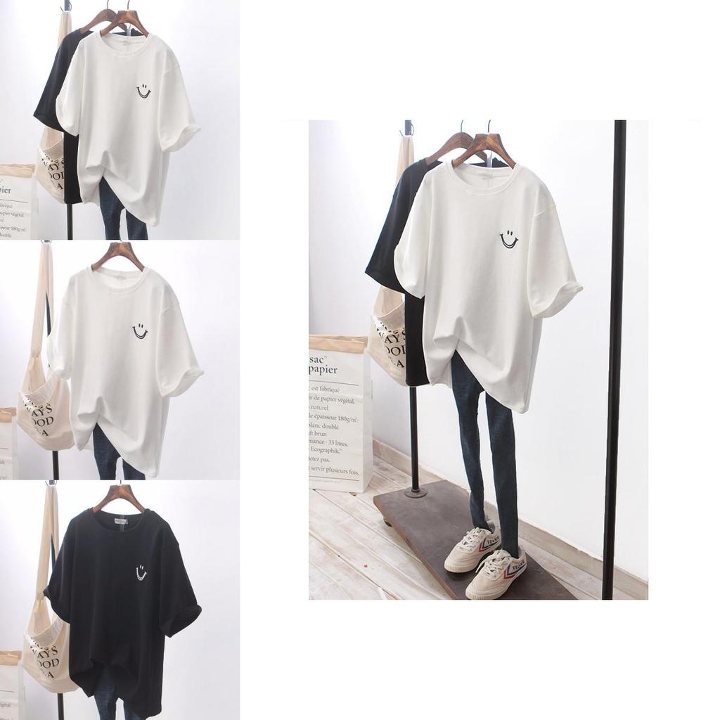 T Shirt Women Summer Loose Fit Cotton Blend Short Sleeve Casual Top For Students