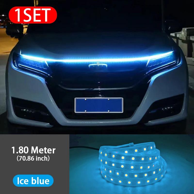 Car Hood LED Daytime Running Light Scan Starting Waterproof Flexible Auto Engine Hood Guide Decorative Ambient Lamp 12V