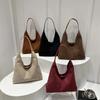 Vintage Faux Suede Tote Bags for Women Large Capacity Shoulder Ladies Underarm Bag Casual Simple Commuter Female Handbags