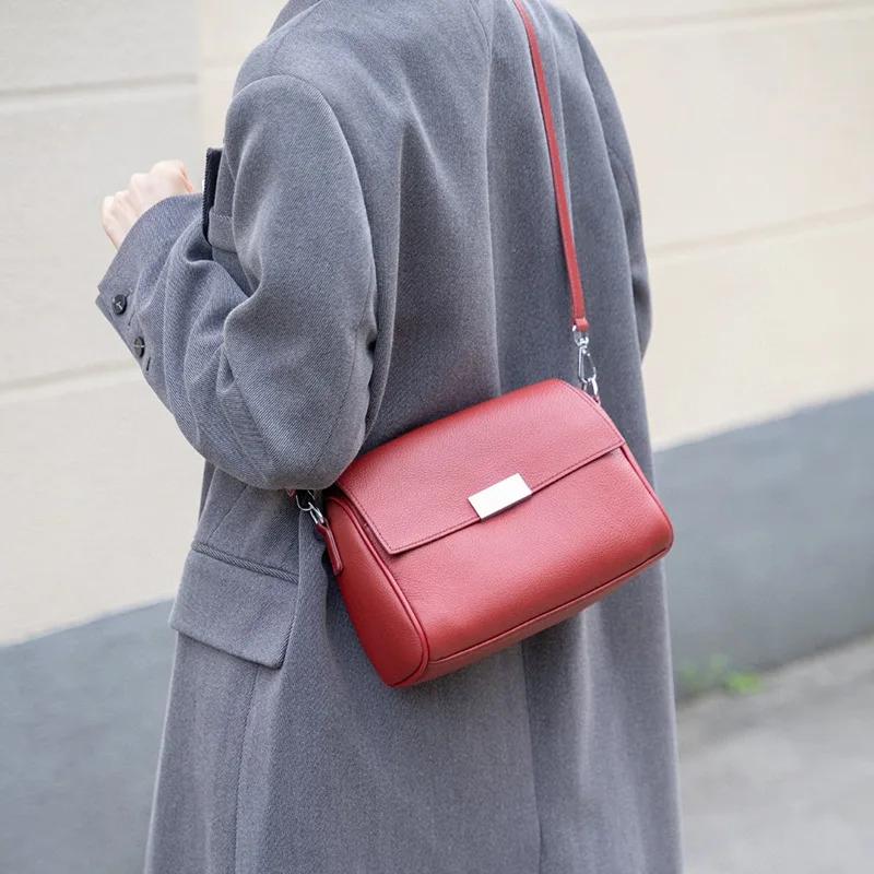 Autumn/Winter New Underarm Bag Women's Fashion Retro Cow Leather Crossbody Handbag High Quality Texture Luxury Shoulder Bag