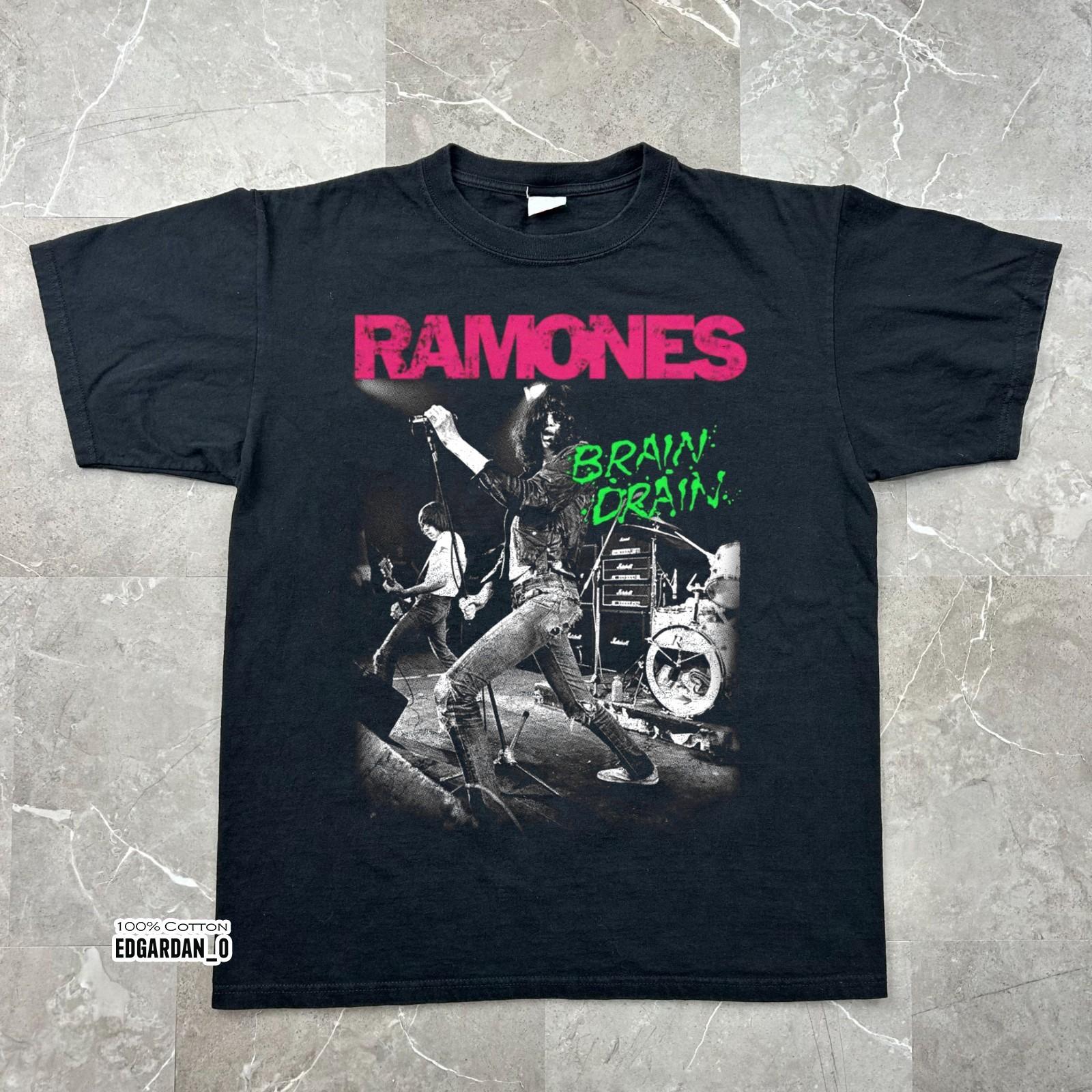 Ramones Brain Drain Joey Ramone Live Black Unisex T-shirt Size S-5XL S