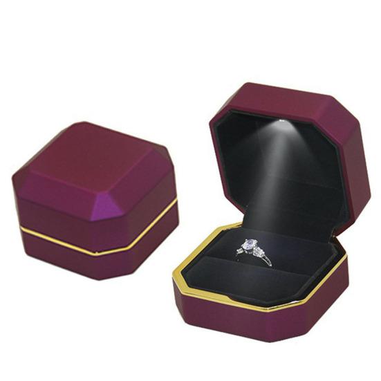 

Восьмиугольный светодиодный светильник-кольцо, коробка для хранения ювелирных изделий, органайзер, подарок на день Святого Валентина фиолетовый