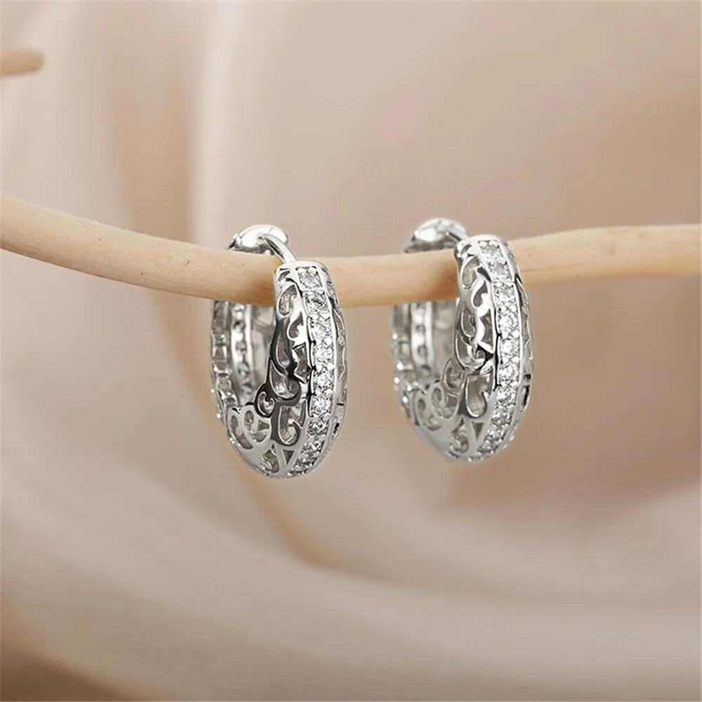 Шарм Женские Белый Циркон Серьги-кольца Новинка Золотой Цвет Вечеринка Для Женщин