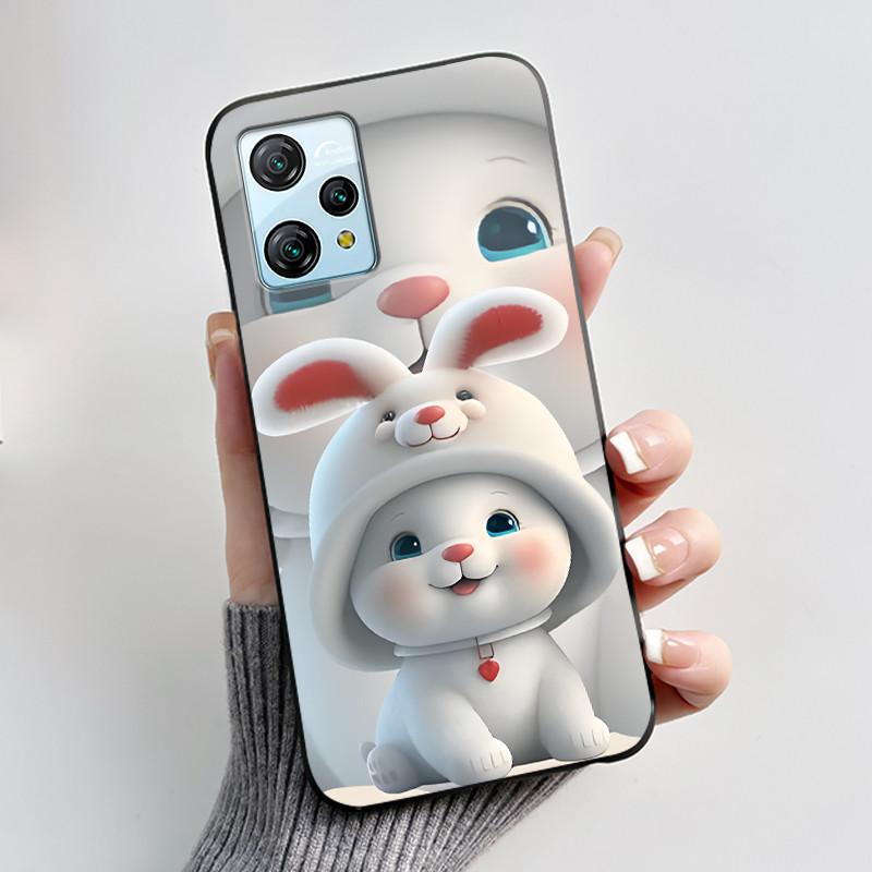 For Blackview A53 Case Blackview A53 Pro Back Cover Luxury Cute Love Rabbit Funny Black TPU Soft Silicone Protective Phone Case