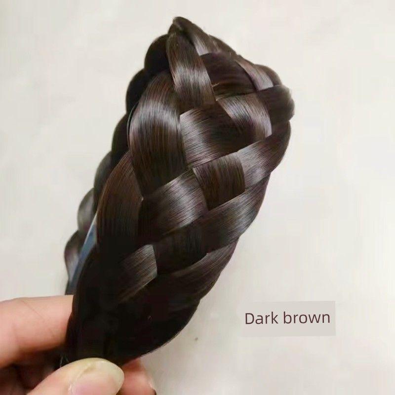 

Новый расширенный искусственный плетеный ободок для волос, удобный гаджет Widened five-strand braid dark brown