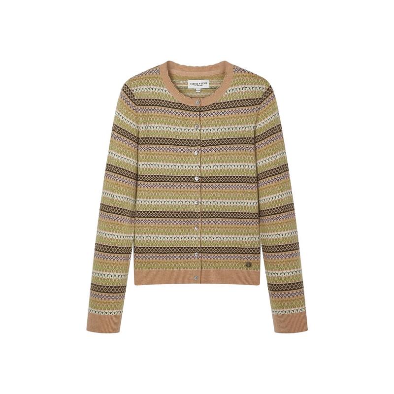 Teenie Weenie Women's Striped Bear Jacquard Knit Cardigan