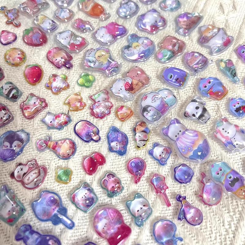 1 Sheet Girl Cute Aesthetic Decals 3D Relief Stickers Diy Scrapbooking Creative Candy Drop Diary Stationery Sticker Decoration