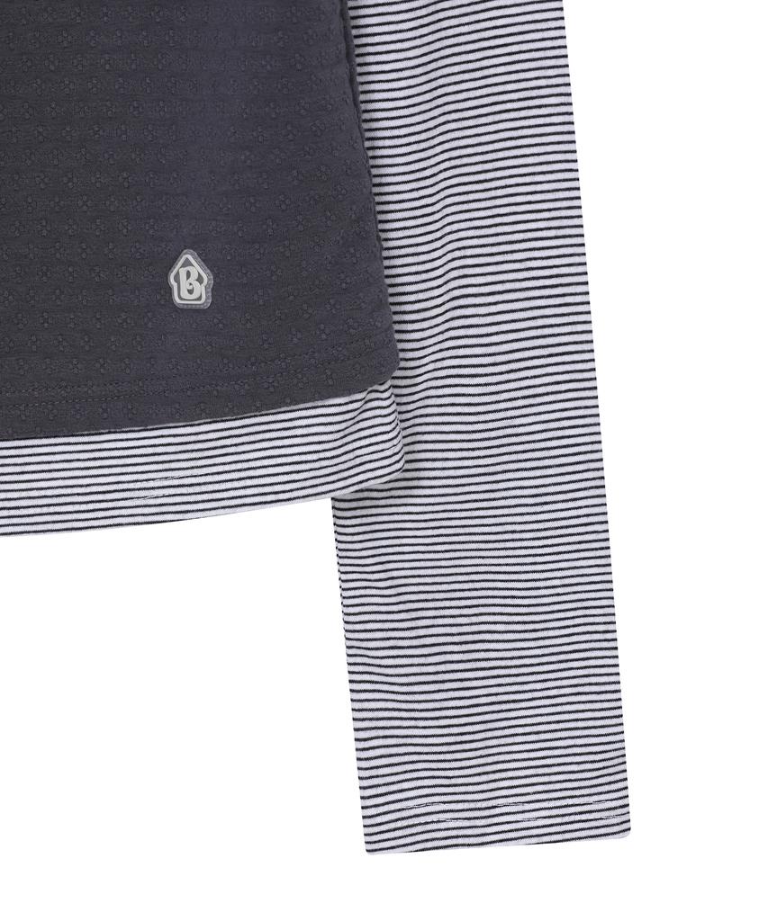 BAUF Shirred Layered Long Sleeve [Charcoal]