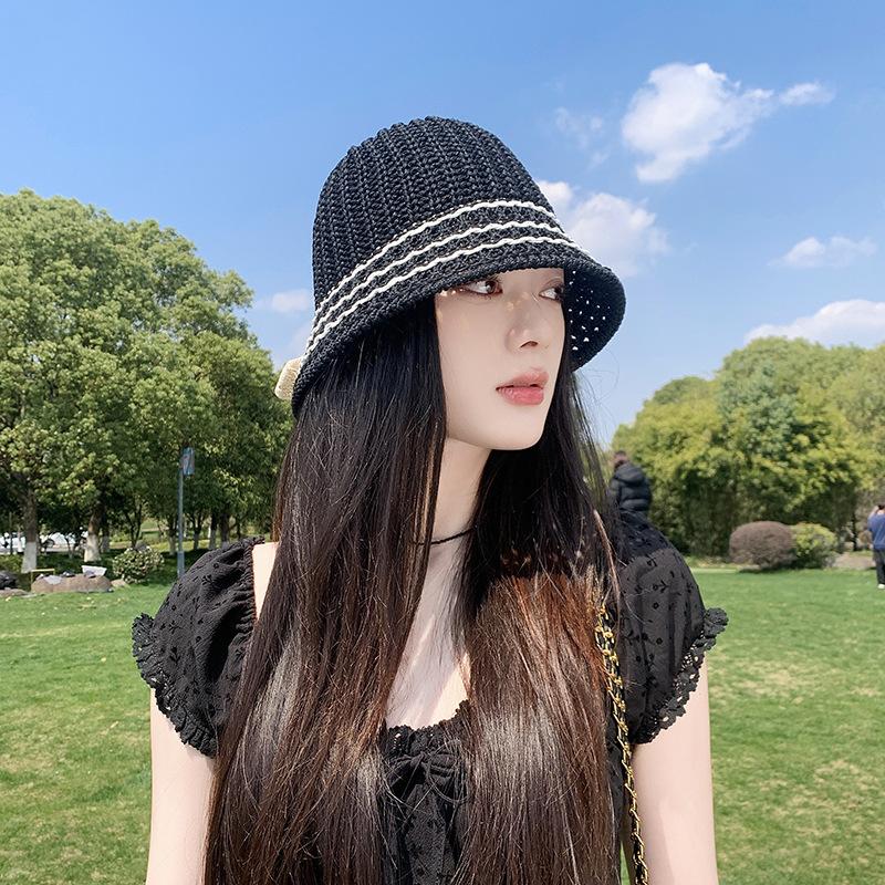 

Корейская повседневная и универсальная солнцезащитная шляпа-панама с полыми узорами, тонкая плетеная, с модным темпераментом, женская, для весны и лета, делающая лицо маленьким