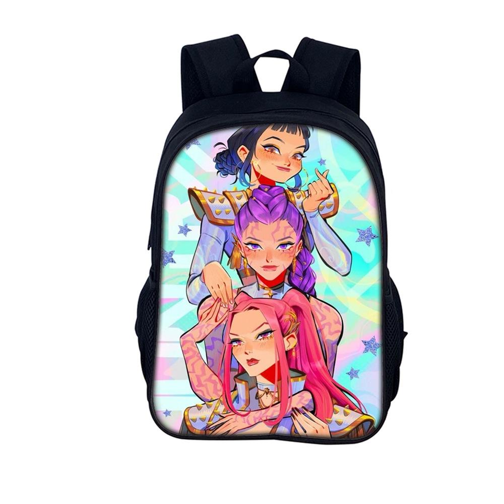 Rucsac cu imprimeu Kpop Huntrix, stil de 16 inch, pentru elevi de școală primară și gimnazială (Grup de fete vrăjitoare)