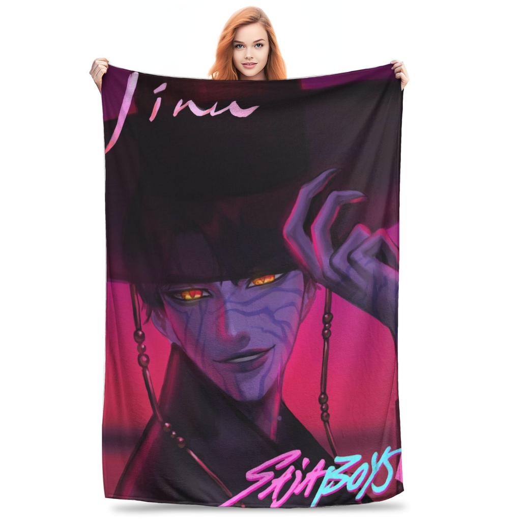 KPOP DEMON HUNTERS Saja Boys Jinu Blanket  Soft Warm Novelty Plush Throw Blanket For Children Outdoor Flannel Bedspread Cover