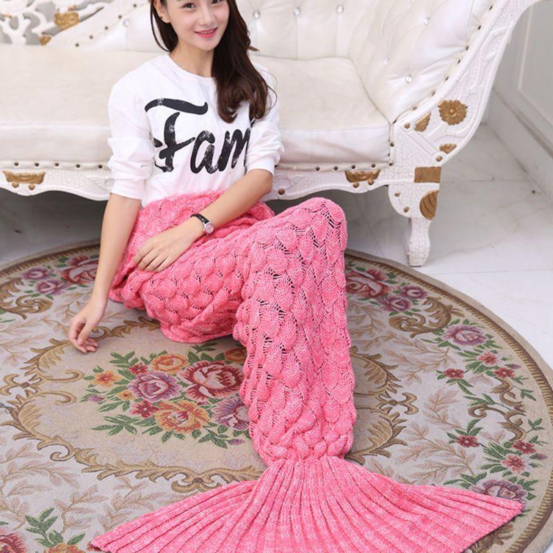 Flannel Grey Blanket Mermaid Sofa Knitted Woolen Blanket Adult Blanket Nap Office Girls' Mermaid Sleeping Bag Air Conditioning Blankets