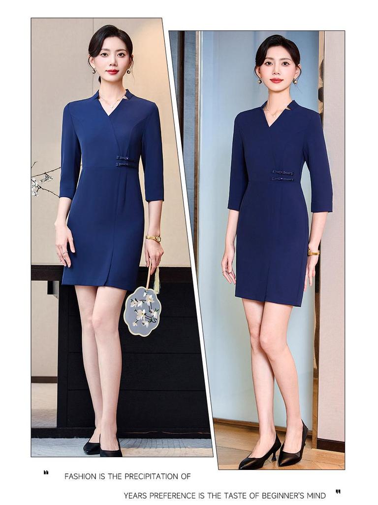 Women's Summer Professional Dress for Hotel Reception, Sales, Office, Jewelry Store, or Beautician Uniform
