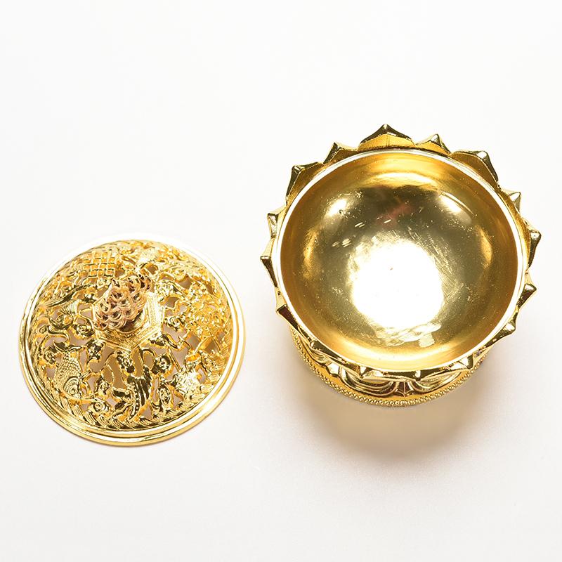 Tibet Sběratelská Bronzová Příznivá Soška ve Tvaru Lotosu Krabička Kadidelnice Censer