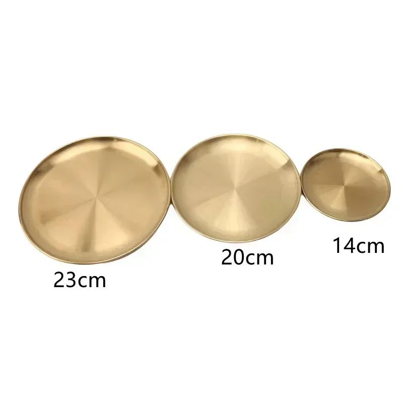 Fashion Simple Dinner Plates Gold Dining Plate Serving Dishes Round Plate Cake Tray Western Steak Round Tray Kitchen Plates