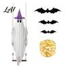 Geisterhafte Hängelichter für die Terrasse Halloween Schaukel Geist-Ornament mit LED-Lichterkette Außen Dekoration Verstellbare Gruselige Displays Aufleuchtendes Fledermaus-Dekor