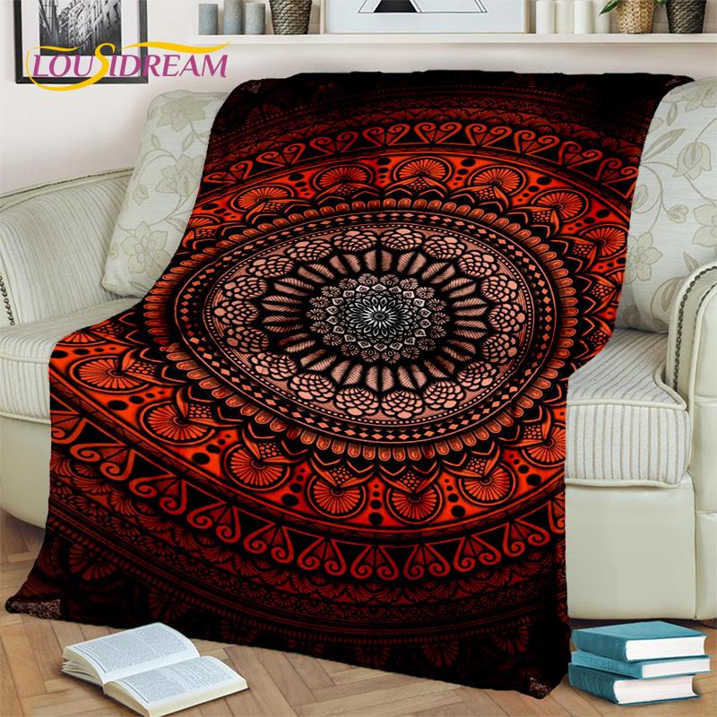3D Mandala Bohemia Geometric Flower Blanket,Soft Throw Blanket for Home Bedroom Bed Sofa Picnic Office Hiking Leisure Nap Cover