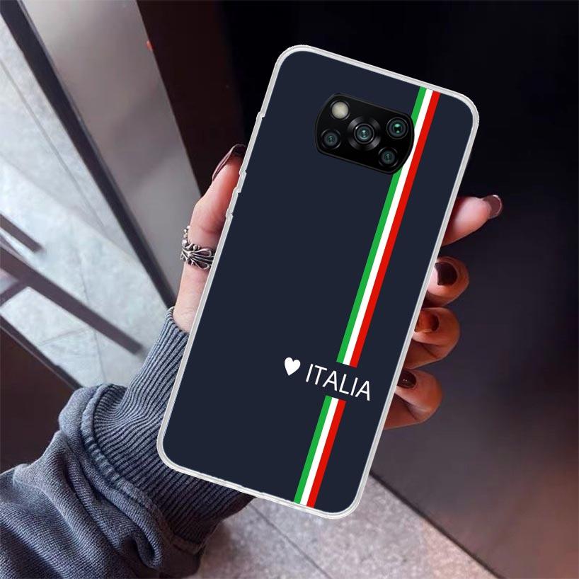 Italy Flag Phone Case For Xiaomi Poco X5 X6 X7 Pro F7 Ultra M7 Redmi 15C 15 13C 13 12C 12 10 10C 10A 9 9C 9T 9A Cover Poco X3 X5