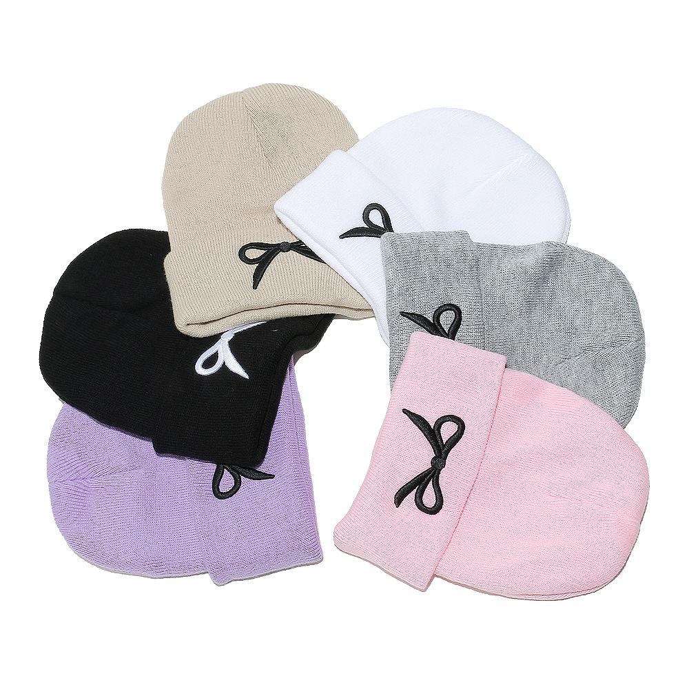 2025 autumn and winter new knitted hat children's trend versatile cold hat Korean version outdoor bow wool hat
