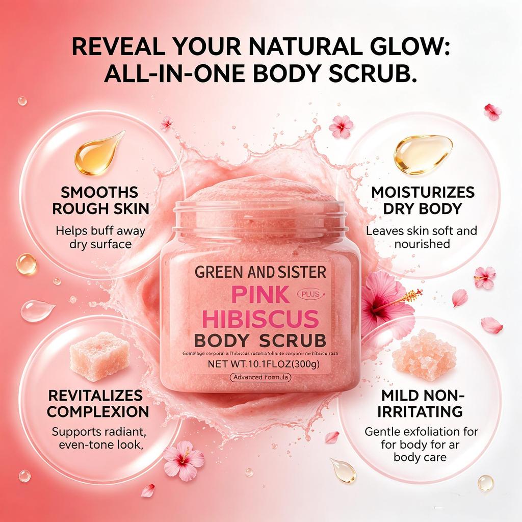 Southeast Asia Pink Hibiscus Body Scrub - Moisturizes and Refreshes Skin