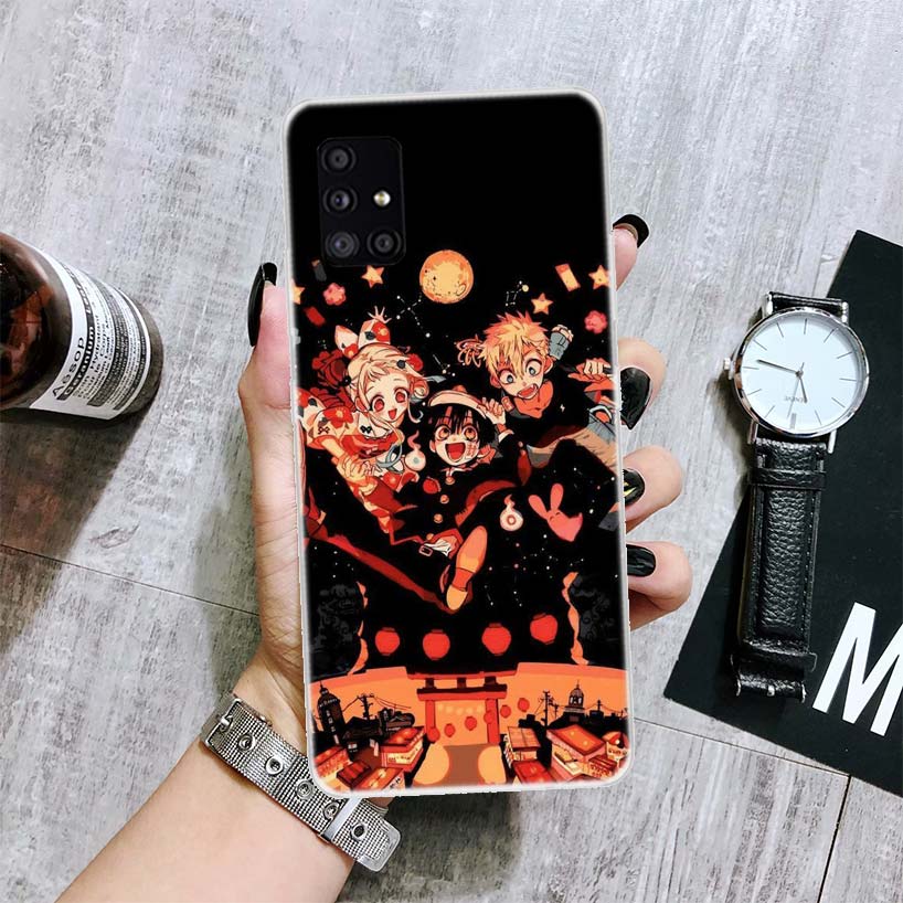 Capa de celular anime Hanako Kun com estampa de vaso sanitário para Samsung Galaxy A12 A22 A32 A42 A52 A72 A51 A71 5G A41 A31 A21 A02S M12 M21 M31 M30S
