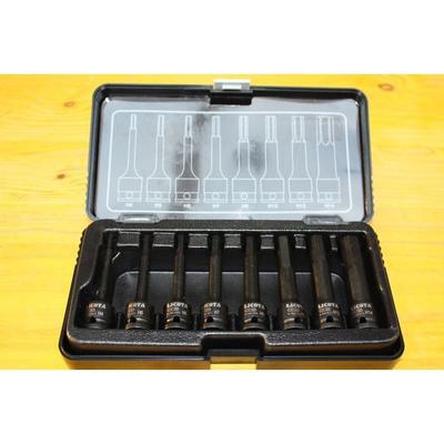 3/8" Hex Key Socket Set In Cr-Mo Steel, 8 Pieces, Sizes H4-H14 for Professional Use