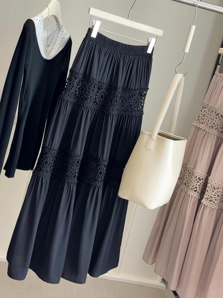Women's High-Waisted Crochet A-Line Layered Skirt - 2026 Spring/Summer Collection