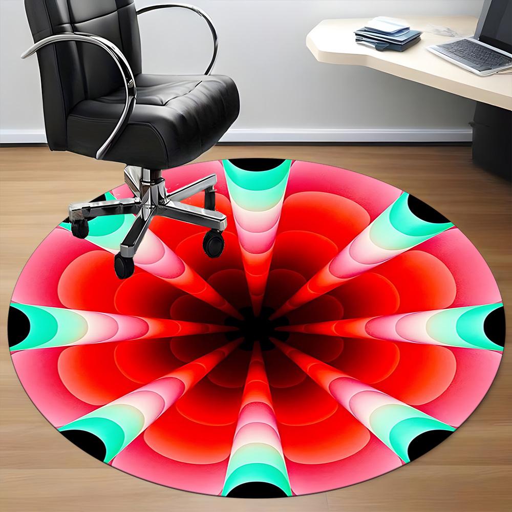 1pc Kaleidoscope Pattern Carpet, Round Non Slip Durable Large Size Office Carpet, Suitable for Office