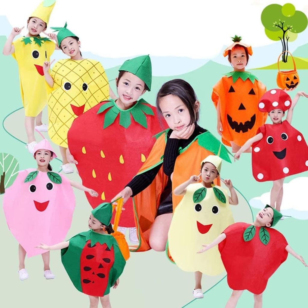 Universal Size Pea Green Vegetable Costume Kids Fun Role Play Dress Halloween Party Outfit