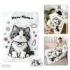Cute 2D Cat Flannel Blanket, Soft Fuzzy Kawaii Kitten Throw Blanket, Cartoon Shark Hat Ragdoll Cat Nap Blanket for Sofa Office B