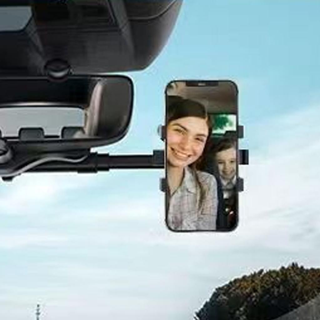 Rearview Mirror Phone Holder 360 Degree Rotating Prevent Shaking Car Mirror Phone Mount for Automobile