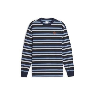 Downtown Striped Design Training Casual Crew Neck Long Sleeve T-Shirt Unisex Tops Blue 624377-20
