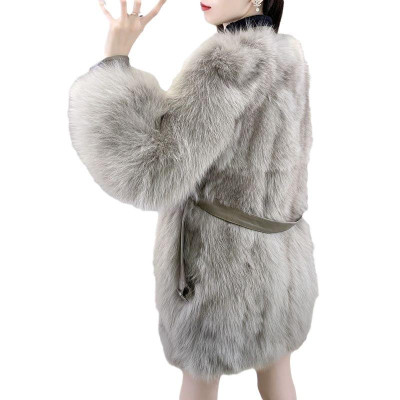 Tuscan Fur Coat Women's Medium and Long Collar Winter Locomotive Style Thickened Light Fashion Coat