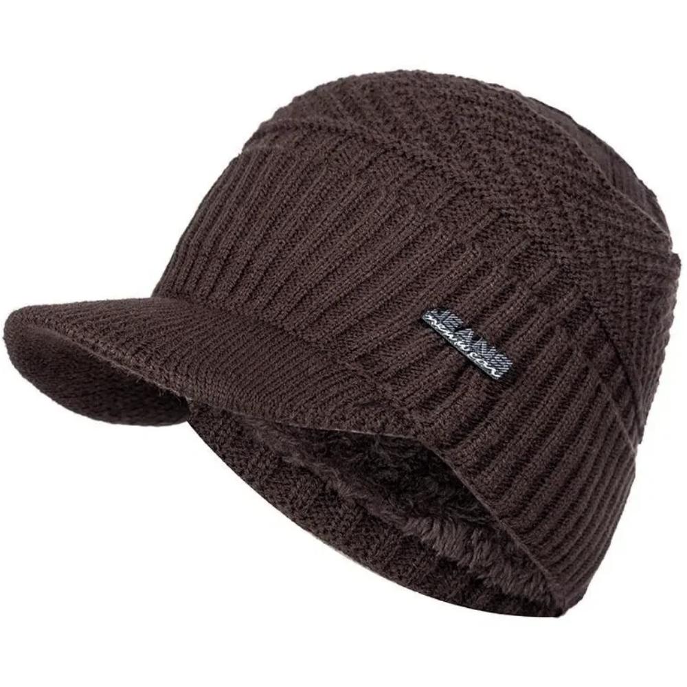 Hot Sale Unisex Warm Winter Hats Plush Fur Lined Warm Cap With Brim Outdoor Knitted Hats For Men & Women