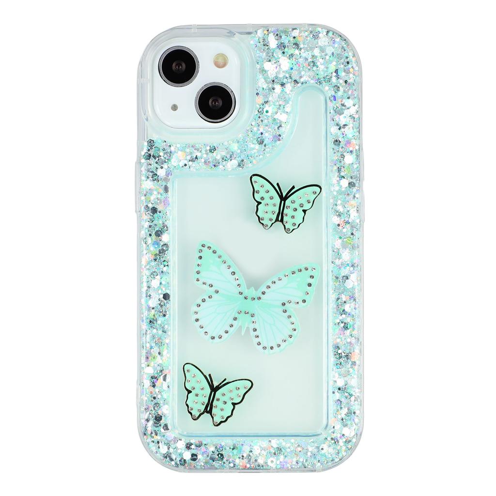 Etui na iPhone 13 DIY Motyl Błyszczące Epoksydowe Miękkie TPU Tylna Pokrywa Telefonu