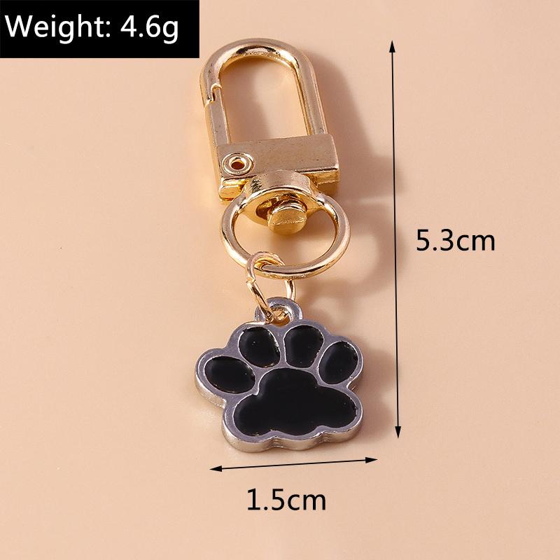 Cute Enamel Puppy Dog Cat Paw Keychain Footprint Keyring Pendants for Car Key Holder Handbag Decor DIY Pet Jewelry Gifts