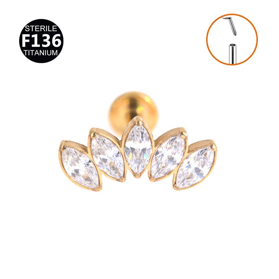 6/8mm G23 Titanium Crown Diamond Lip Stud Ring for Medusa Piercing, 16G