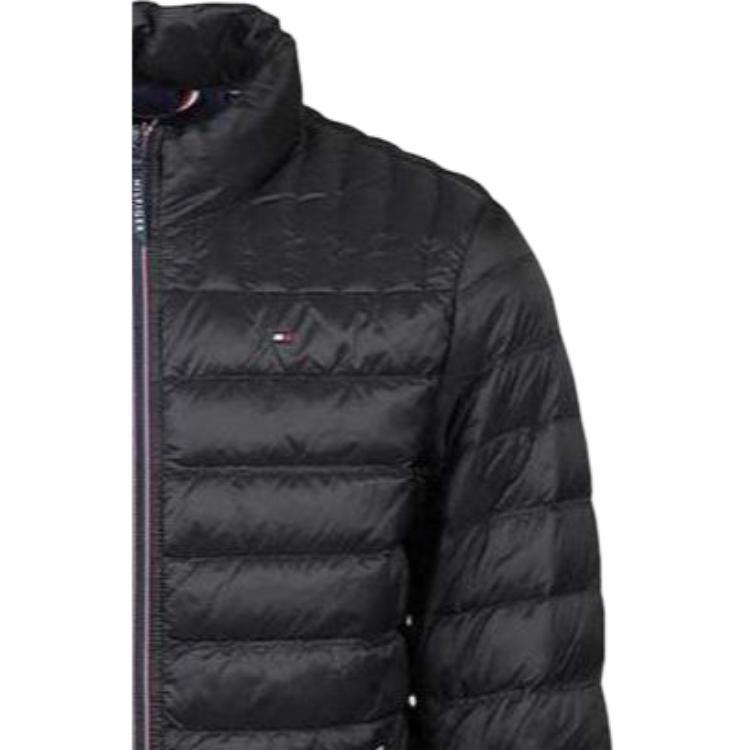 Tommy Hilfiger Solid Color Zip Stand Collar Long Sleeve Down Jacket Men Outerwear Black 158AN296-BLK