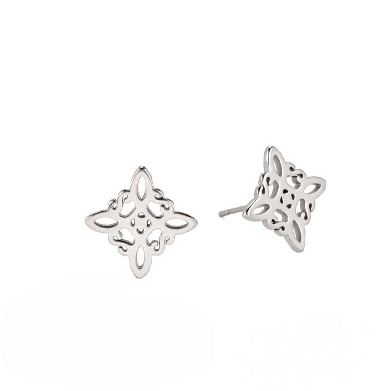 1 Pair of Fashionable Women's Accessories, Stainless Steel Material, Hollow Style, Witch Knot Shaped Earrings
