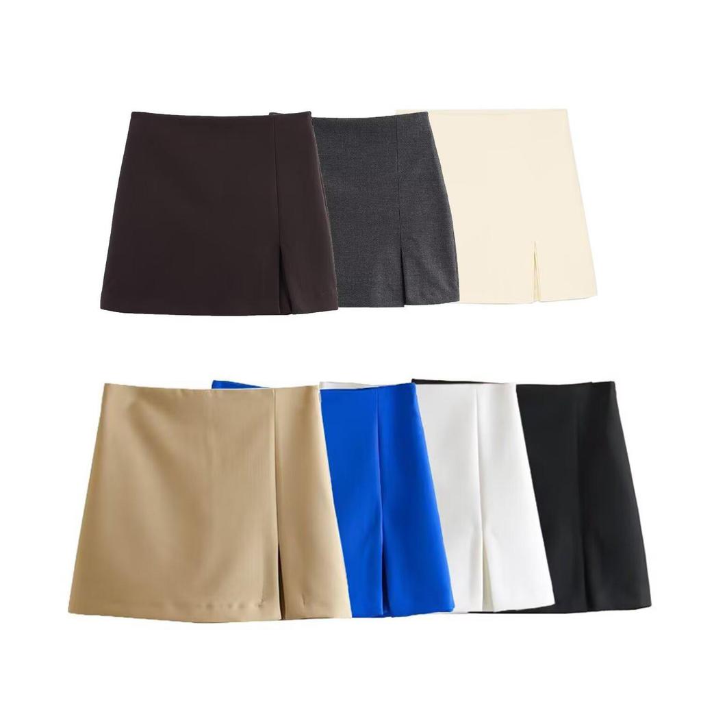 Spring 2025 Women's European-American Style Slit Hem Skirt Pants