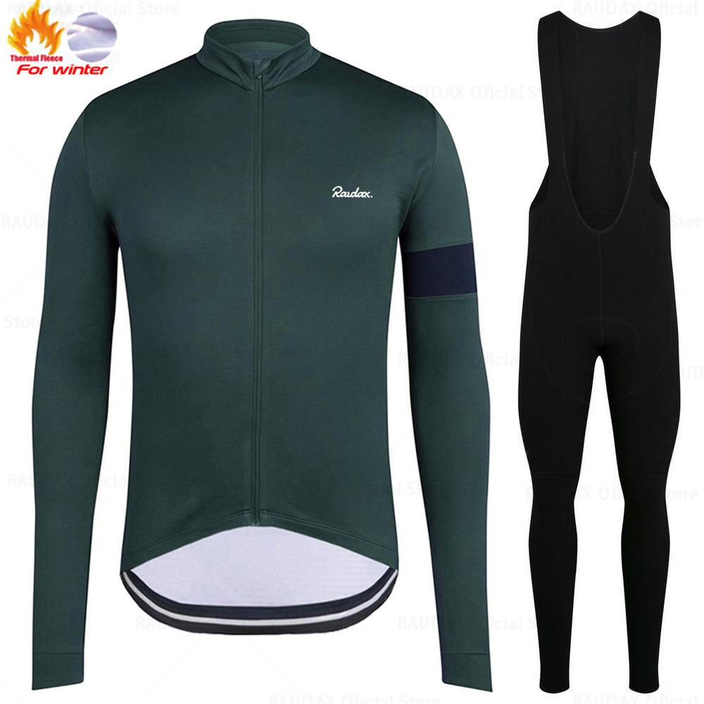 Raudax Winter Thermal Fleece Cycling Jersey Set Racing Bike Cycling Suit Mountian Bicycle Cycling Clothing Triathlon Clothing
