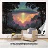 2D Aesthetic UFO Abduction Backdrop, Colorful Forest Sunset & UFO Wall Decor