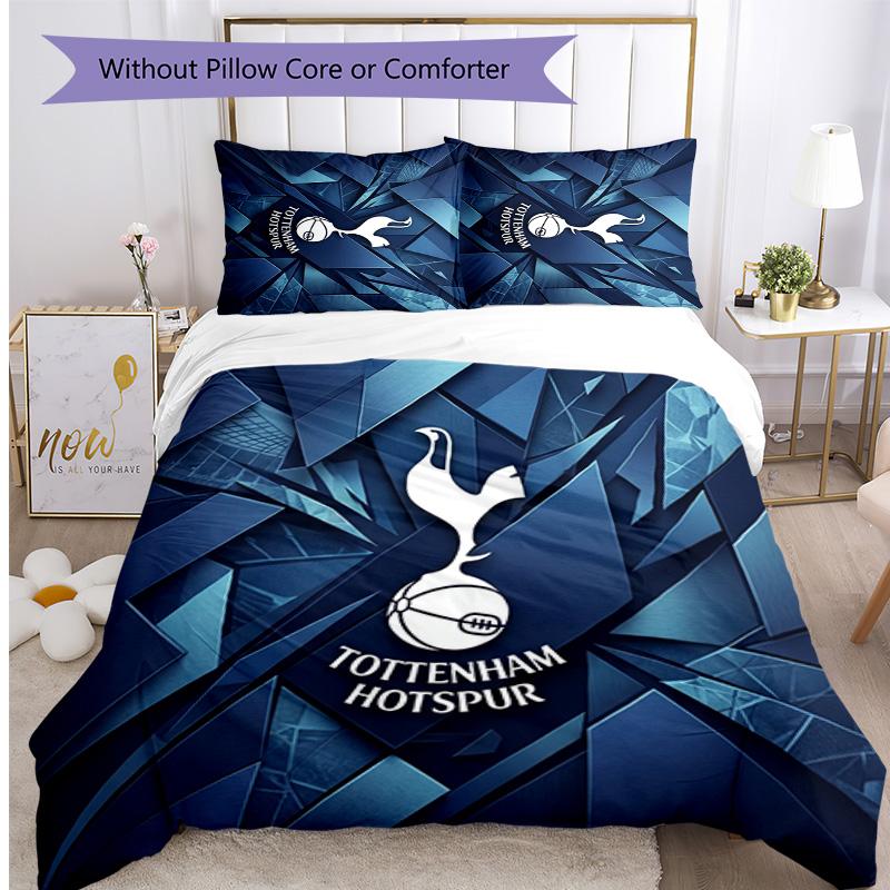 Tottenham Hotspur Muster Gedruckt 3-teiliges Bettwäsche-Set Weich Hautfreundlich Waschbar Bettbezug & Kissenbezüge Set Ganzjahres Schlafzimmer