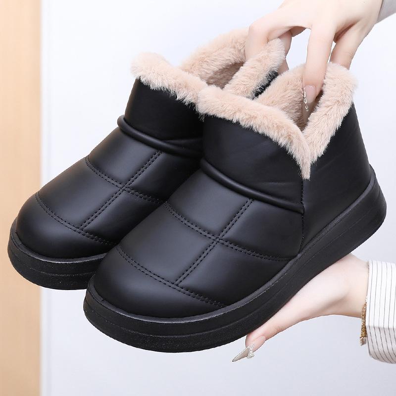 Women's Winter Chunky Platform Snow Boots Warm Lightweight Non-Slip Faux Fur Lining Ankle Booties Shoes Comfortable Fuzzy Walking Short Boot for Women
