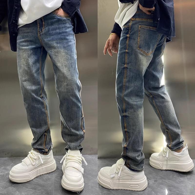 

Мода класса люкс Ретро Синие Джинсы Мужские Приталенные Маленькие Прямые 2025 Весна Лето Корейский Стиль Повседневные Узкие Брюки Трендовые Мужские 36 синий