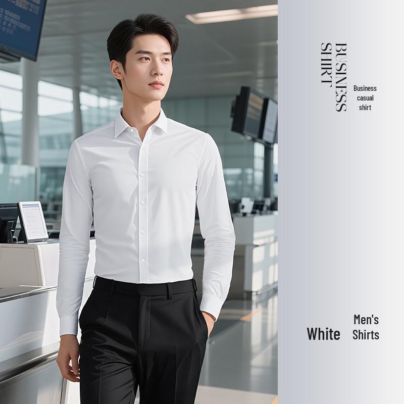 

Unisex Snap Button V-Neck Long Sleeve Stretch Cotton Shirt - Iron-Free, Breathable, Professional Workwear. 3XL