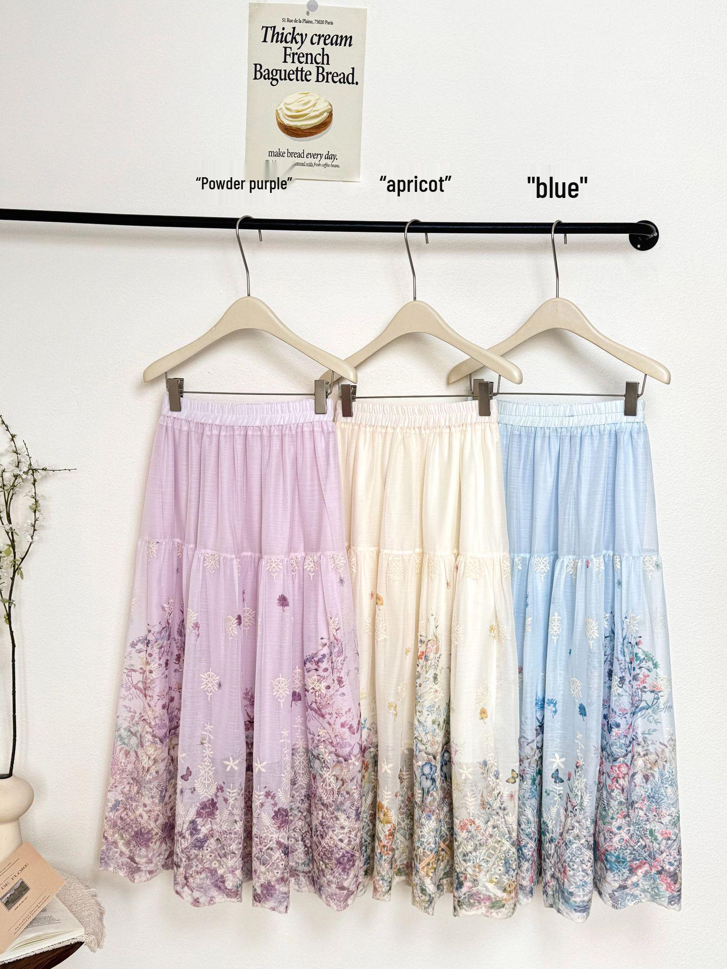 

Women s Floral Embroidered A-Line Mid-Length Skirt One Size фіолетовий/рожевий