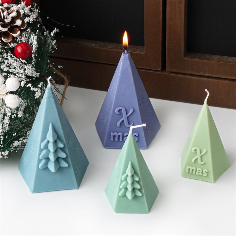 Christmas Silicone Molds Candles Triangle Christmas Tree Snowflake Styles DIY Home Decor Aromatherapy Candle Plaster