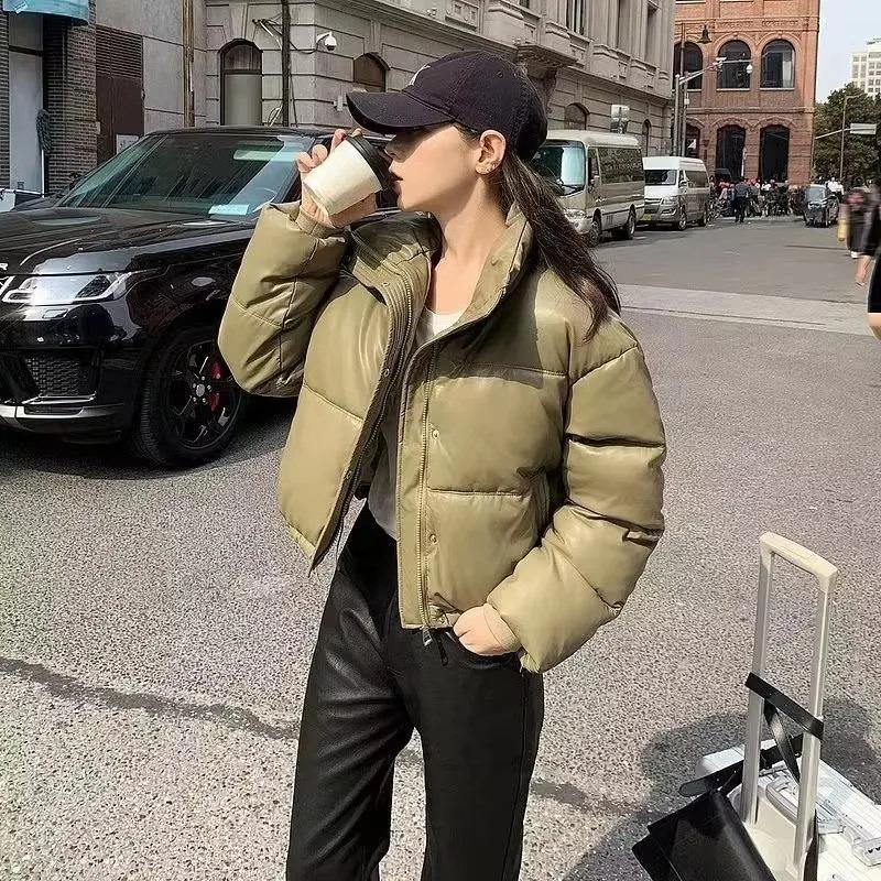 Korean Women Padded Jacket Winter Parkas Cropped Down Oversize Jacket Puffer Snow Coats Waterproof Outerwear
